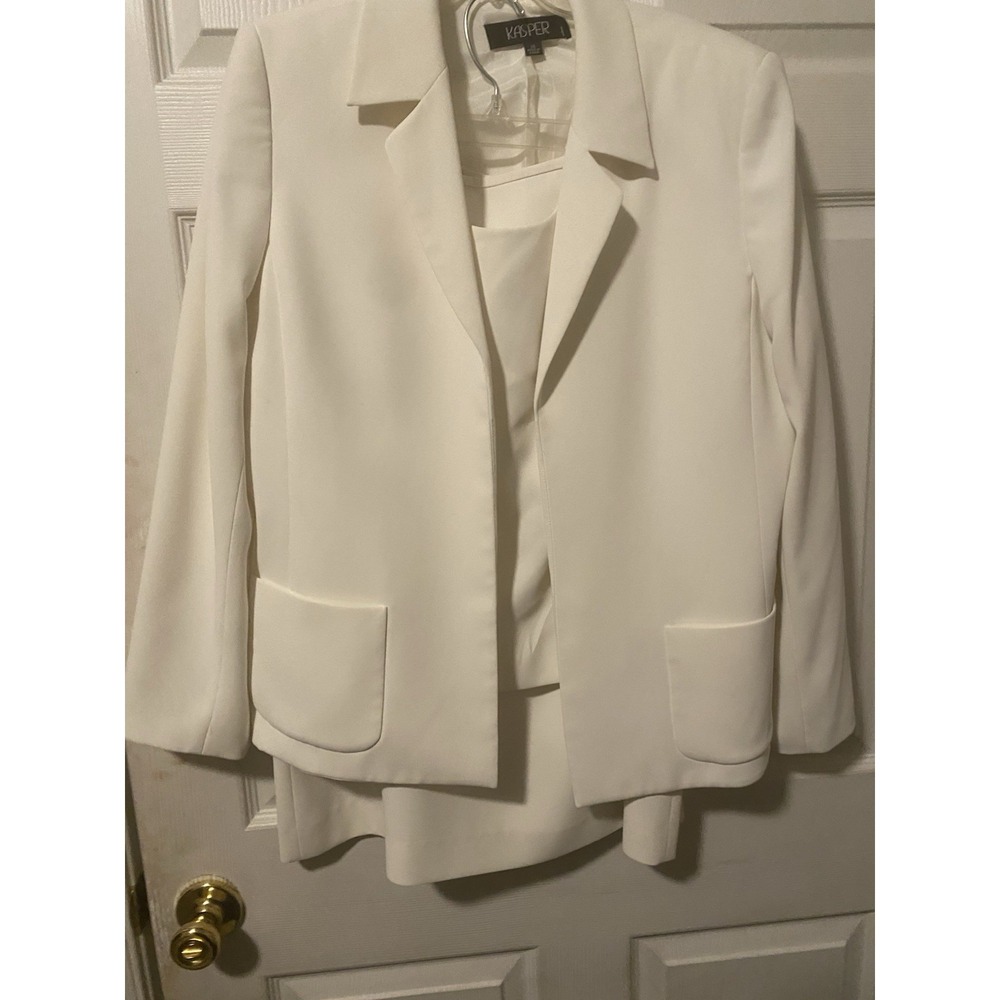 Kasper Women's 3PC White Jacket Shell Skirt Suit Set Women- Sz 14